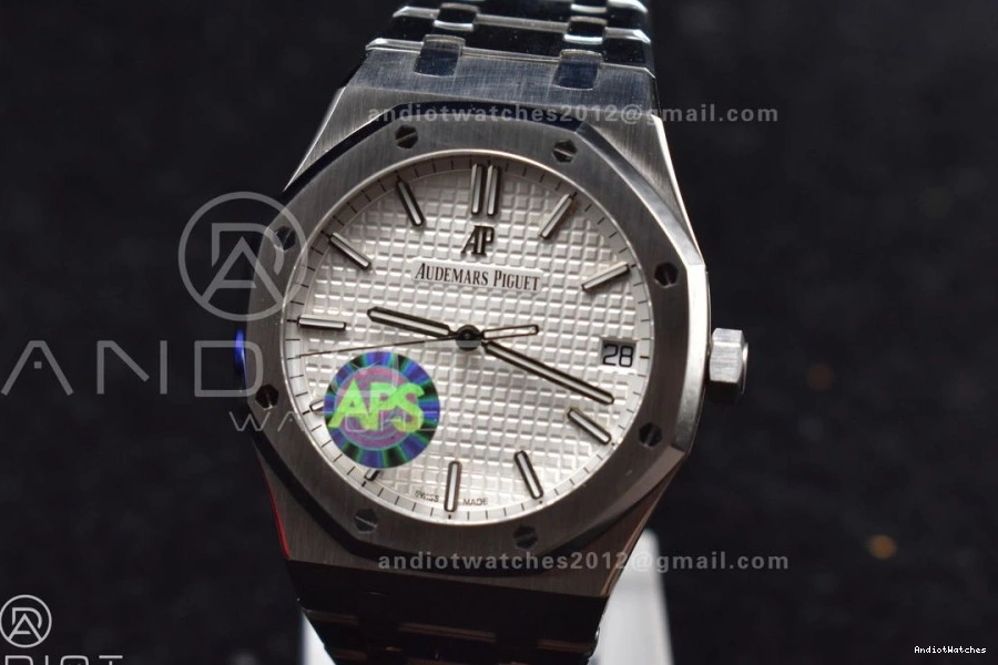 Dial Oak SS 41mm Royal Affordable Textured Clone Best Super on APSF A4302 449 Bracelet Edition SS White 15500 1:1 0504